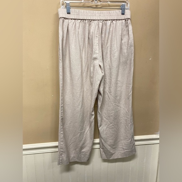 Ann Taylor Factory Beige Pull on Pants Linen Blend Pockets Size M Petite - Picture 3 of 7